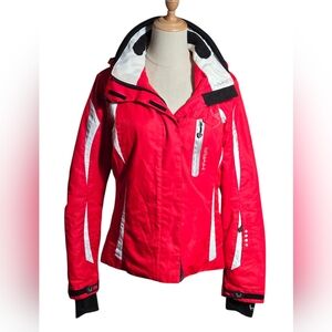 Hyra Red And White Womens Ski Snow Jacket